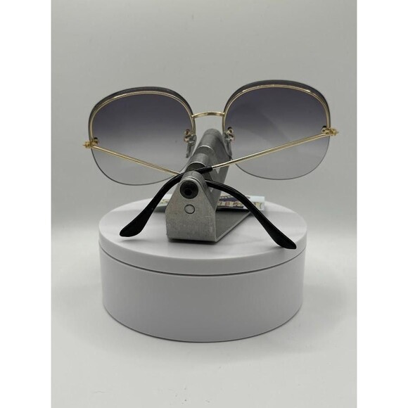 New 1970s Vintage Oversize Sunglasses Large Gold Rimless Brown Fade Lens | #632 main image 4